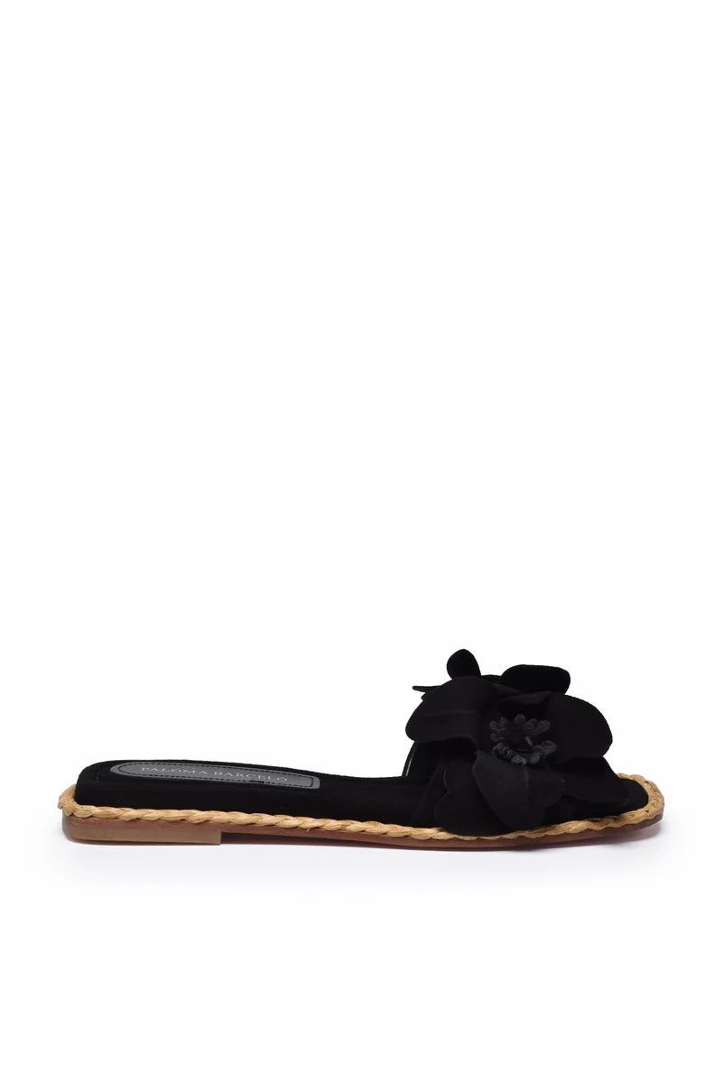Suede Slide Sandal - Black