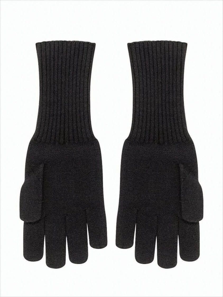 Fingerless Knitted Gloves With Circular Eye Motif