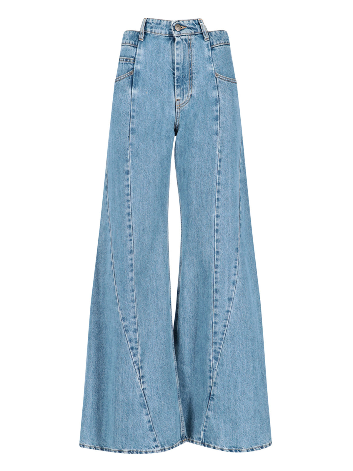 High-Waisted Cut-Out Wide-Leg Jeans