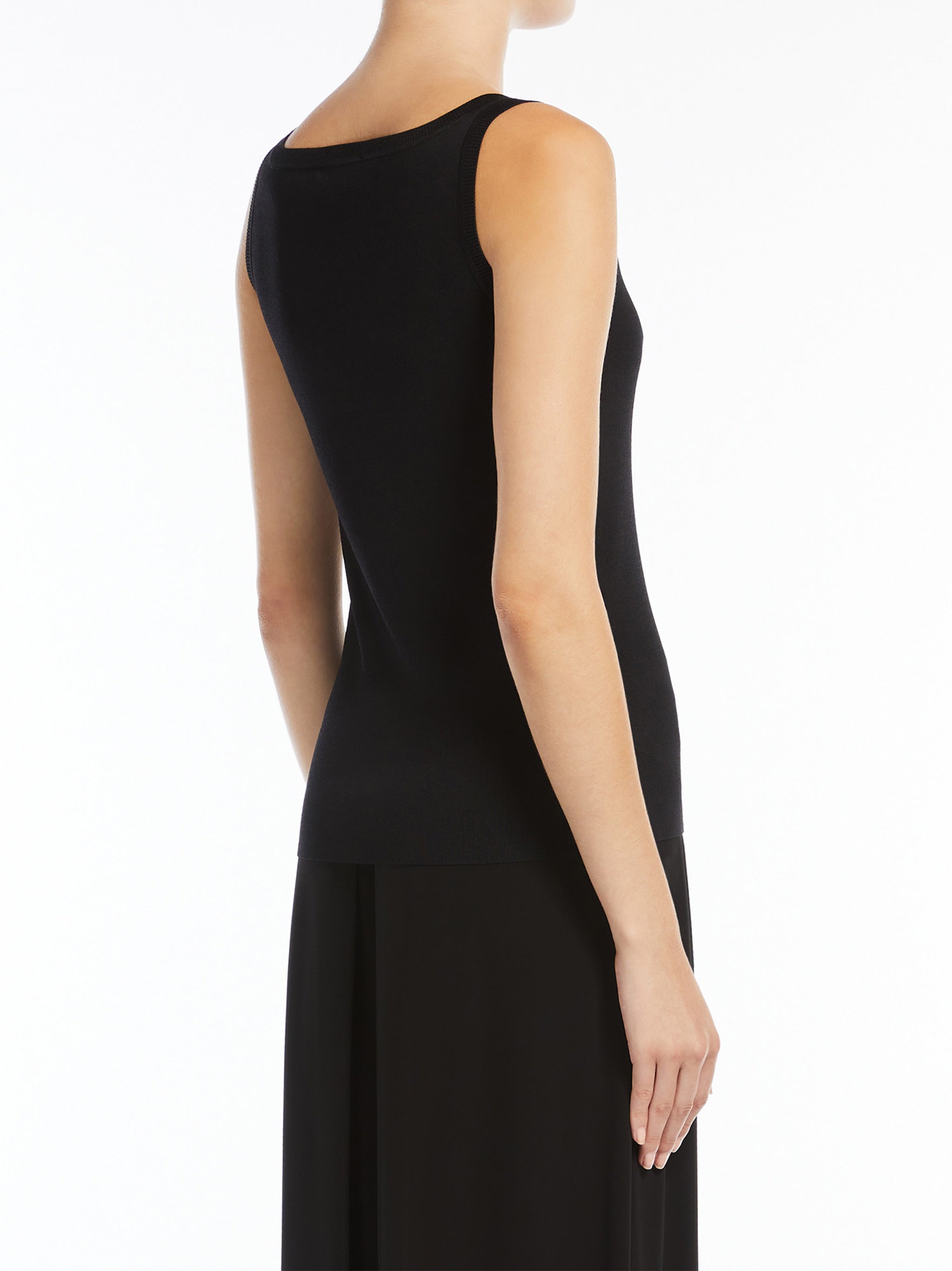 Black Pentola Fitted Sleeveless Viscose Top