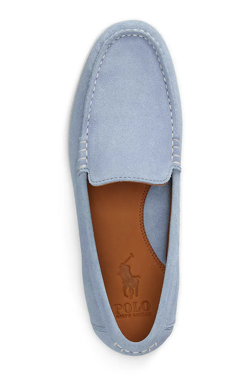 Suede Loafers with Moccasin Toe and Detailed Stitching