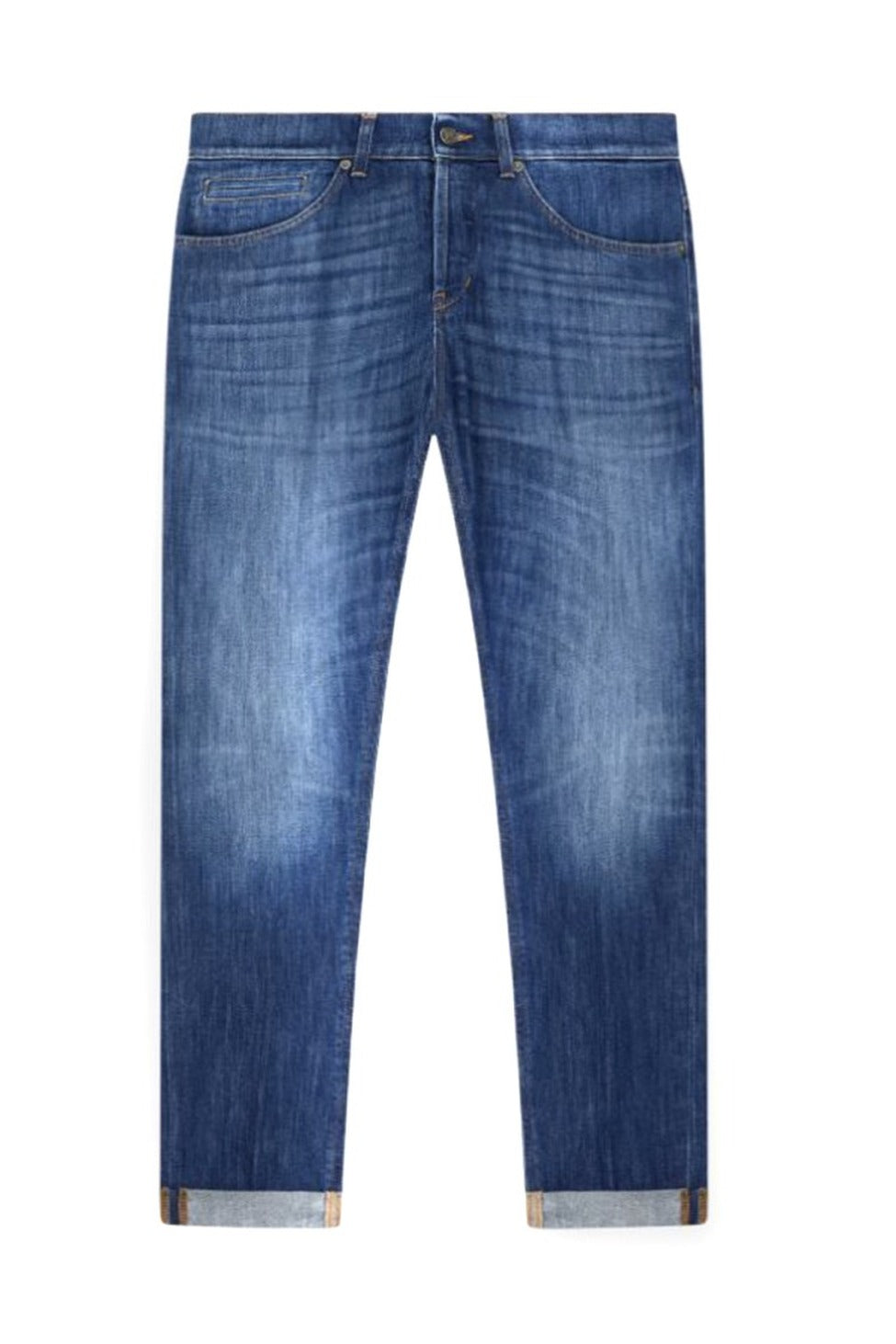 Straight-Leg Blue Denim Jeans With Classic Five-Pocket Design