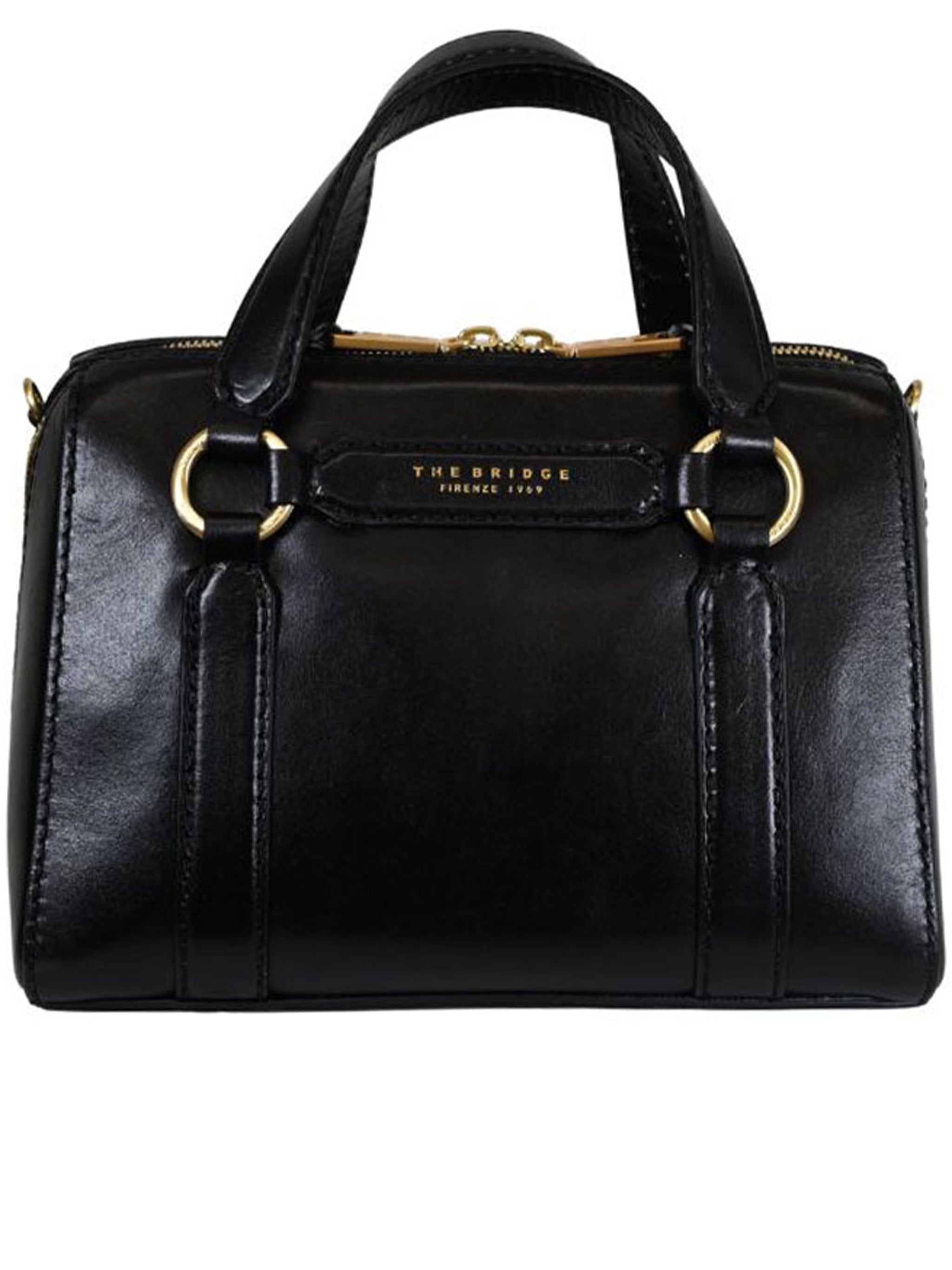 Black Handbag W/Shoulder Structured Leather Handbag