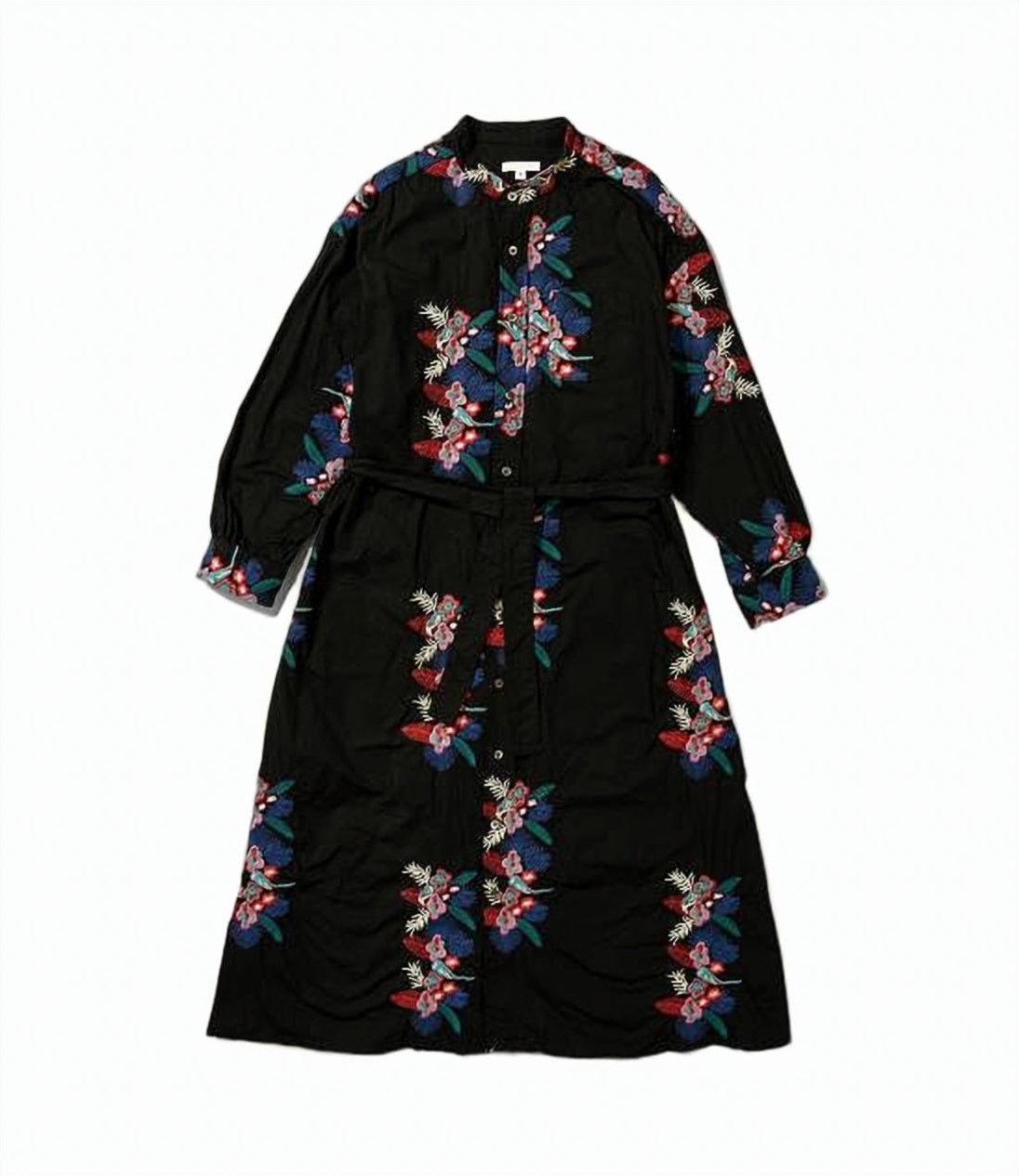 Floral Midi Dress with Button-Down Front and Waist Tie