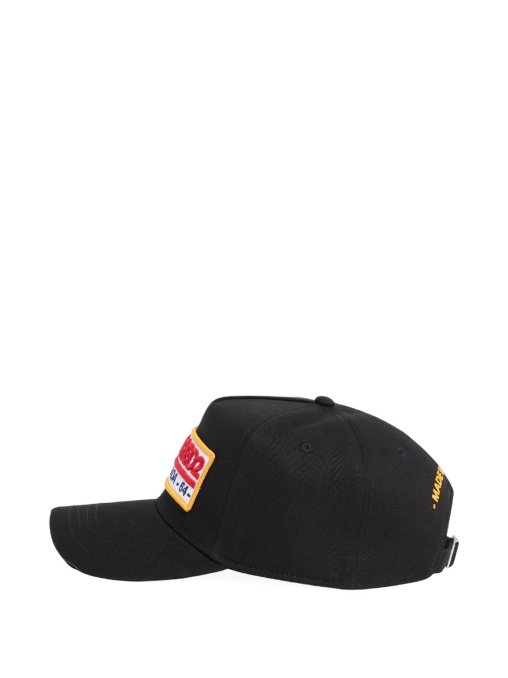 Black Baseball Cap With Bold Patch And Adjustable Strap