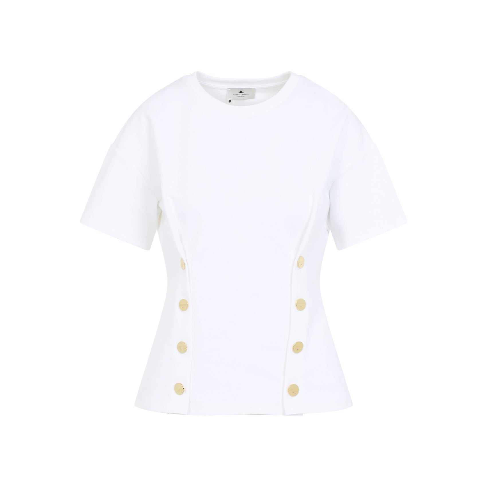 Fitted Short-Sleeve Top With Vertical Seam Detailing