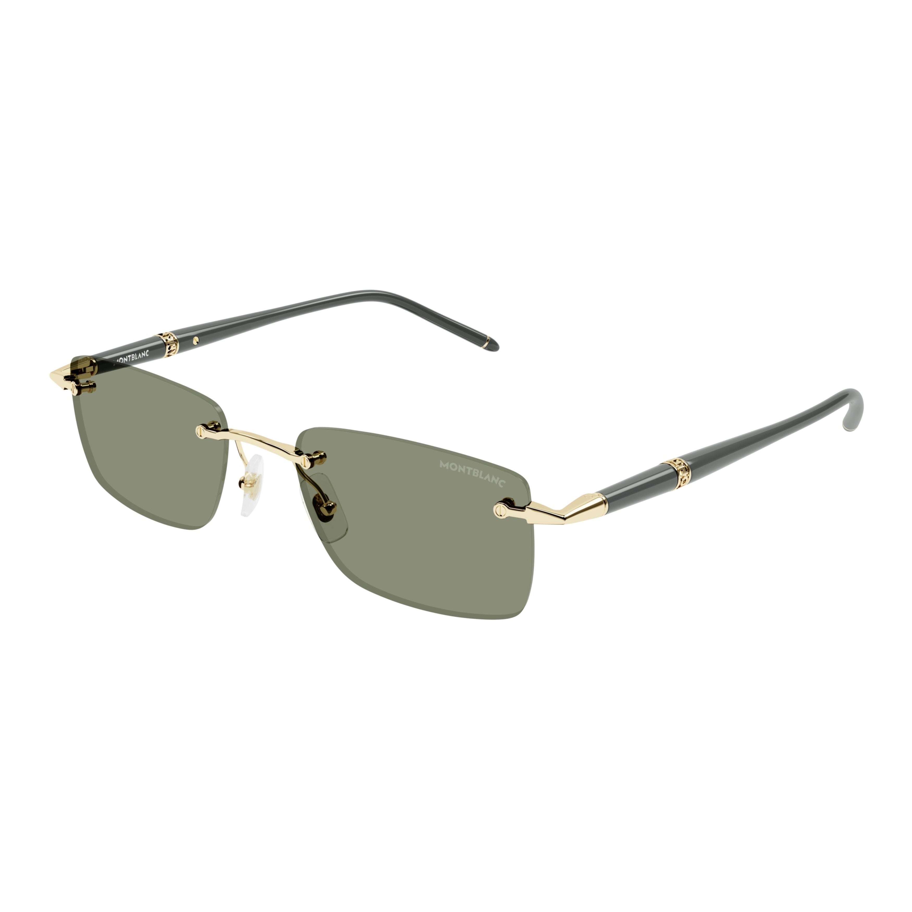 Rimless Rectangular Sunglasses with Gold-tone Accents
