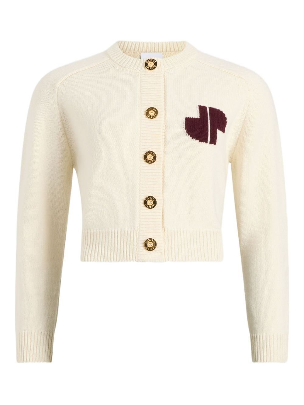 Cropped Intarsia Cardigan With Decorative Buttons