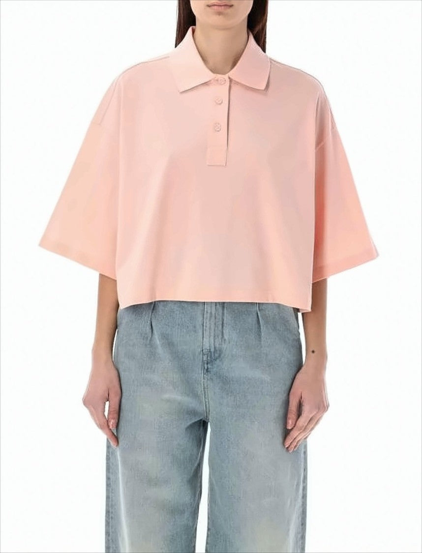Cropped Polo Shirt with Classic Collar