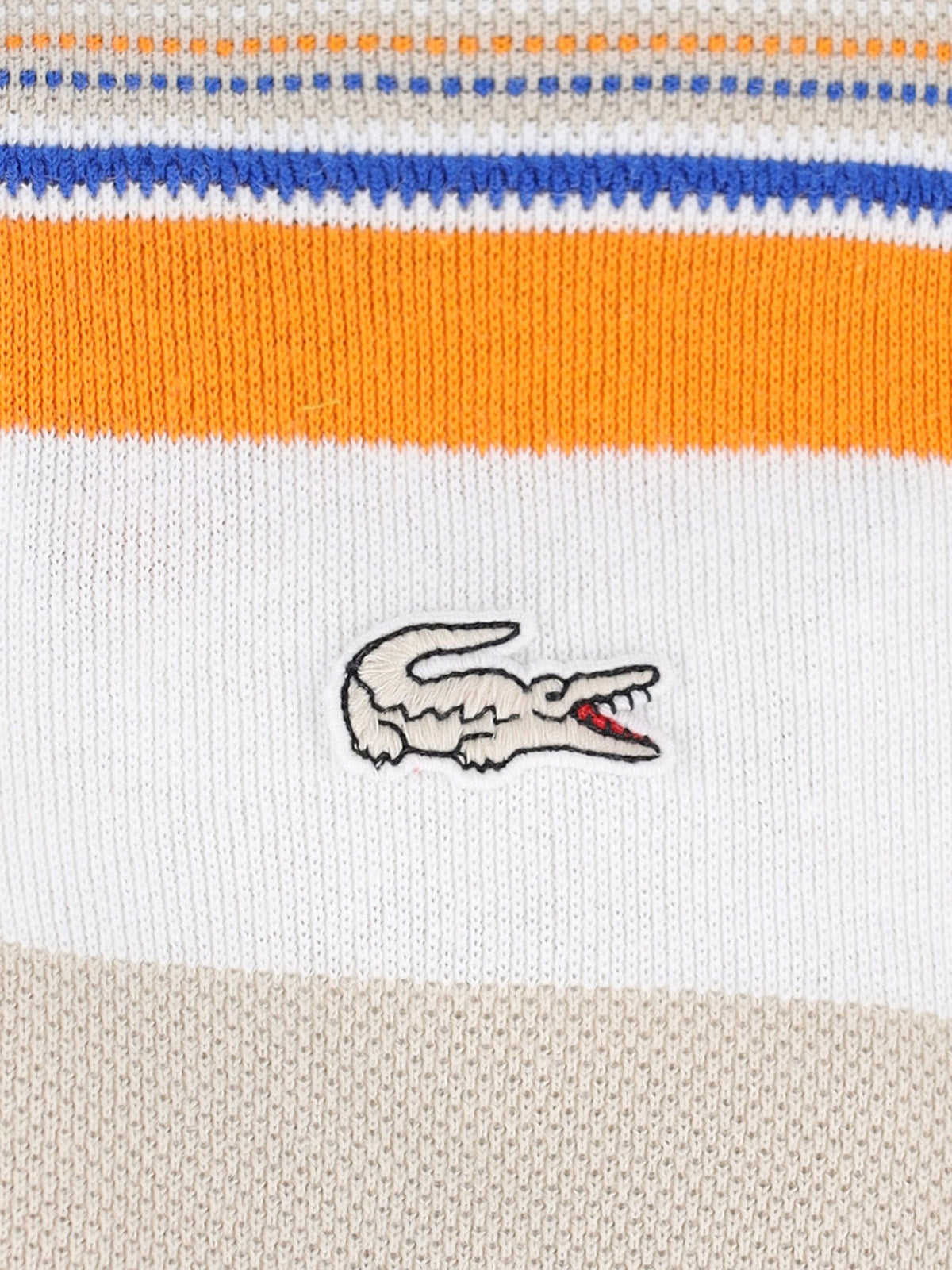 Beige Piqué Cotton Multicolor Stripe Polo