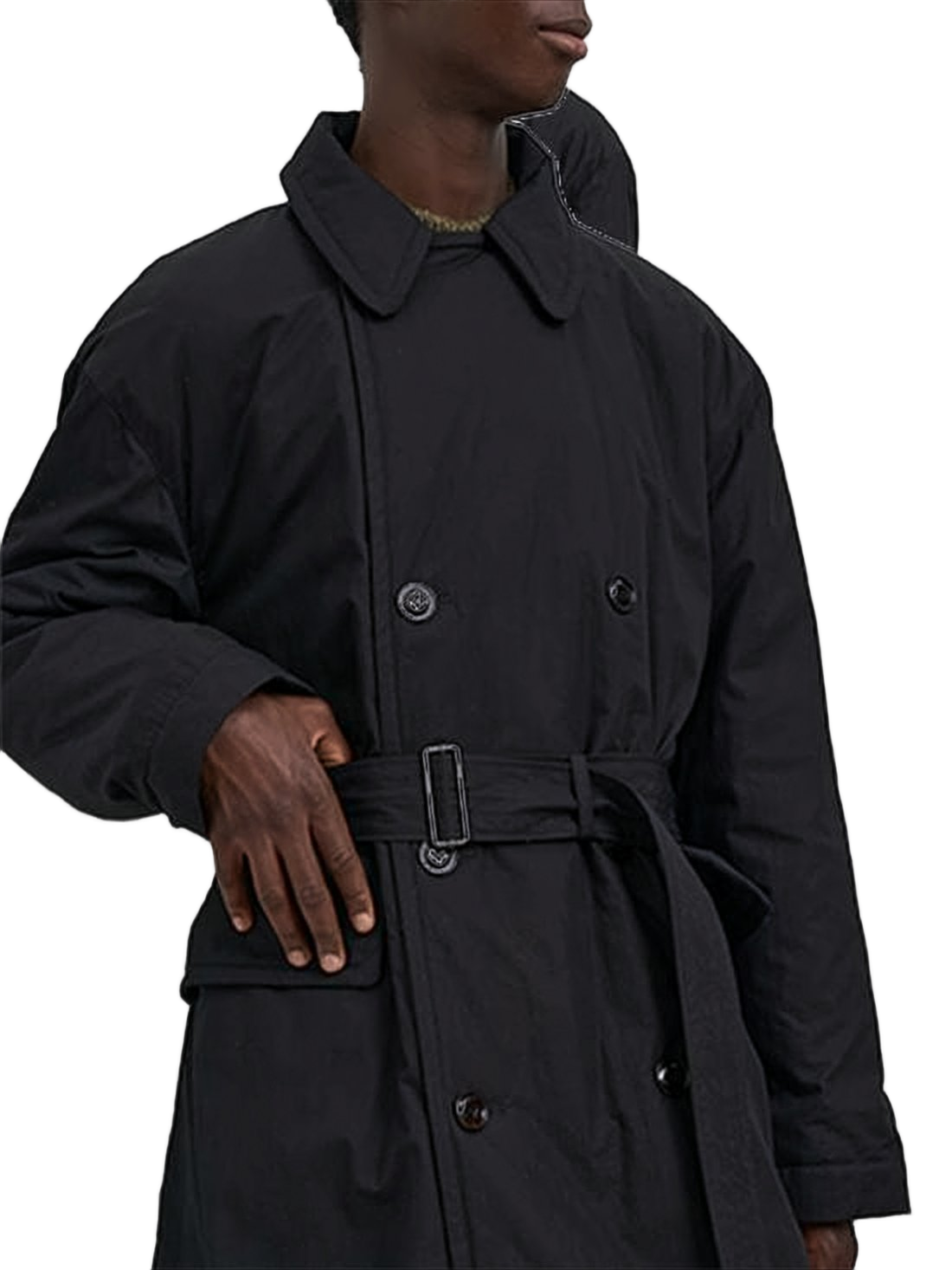 Long Double-Breasted Coat With Quilted Lining