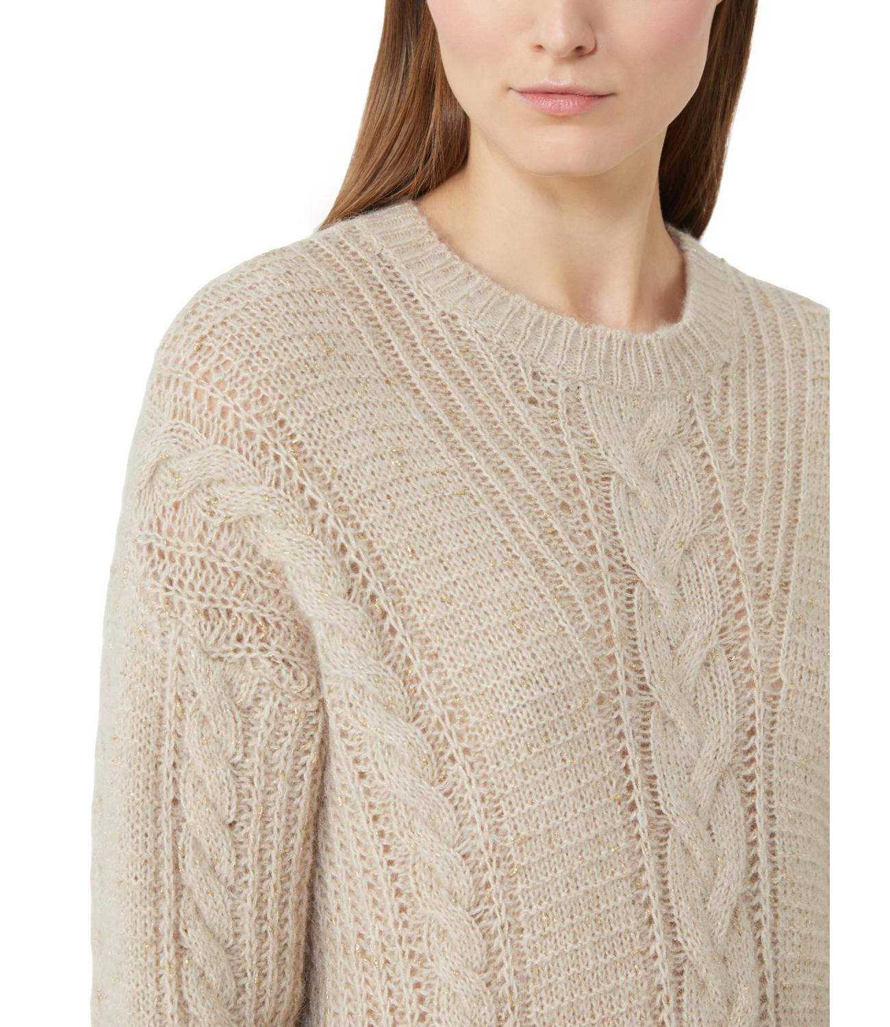 Refined Beige Sweater With Cable Knit Design