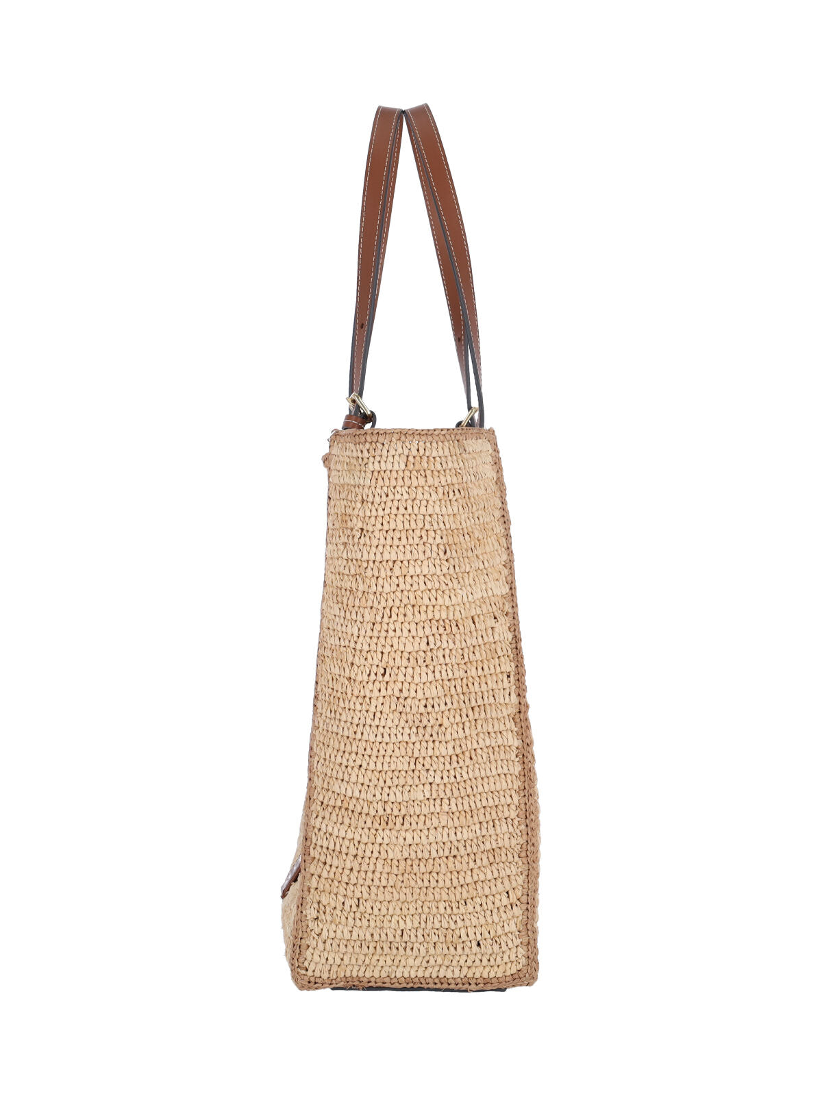 Woven Raffia Tote with Embroidered Eye Motif