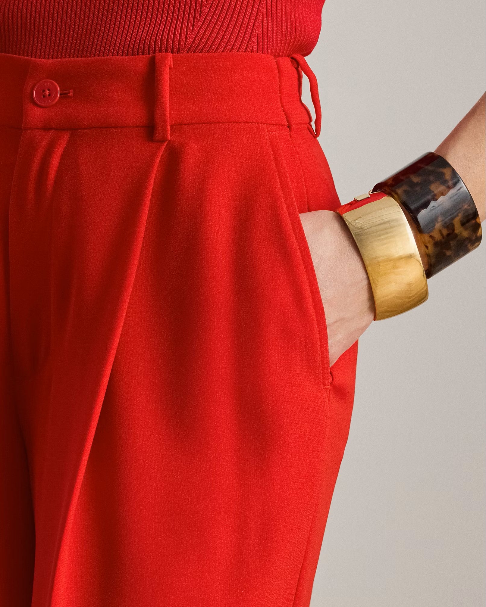 Red Kirahn Pleated Recycled Trousers