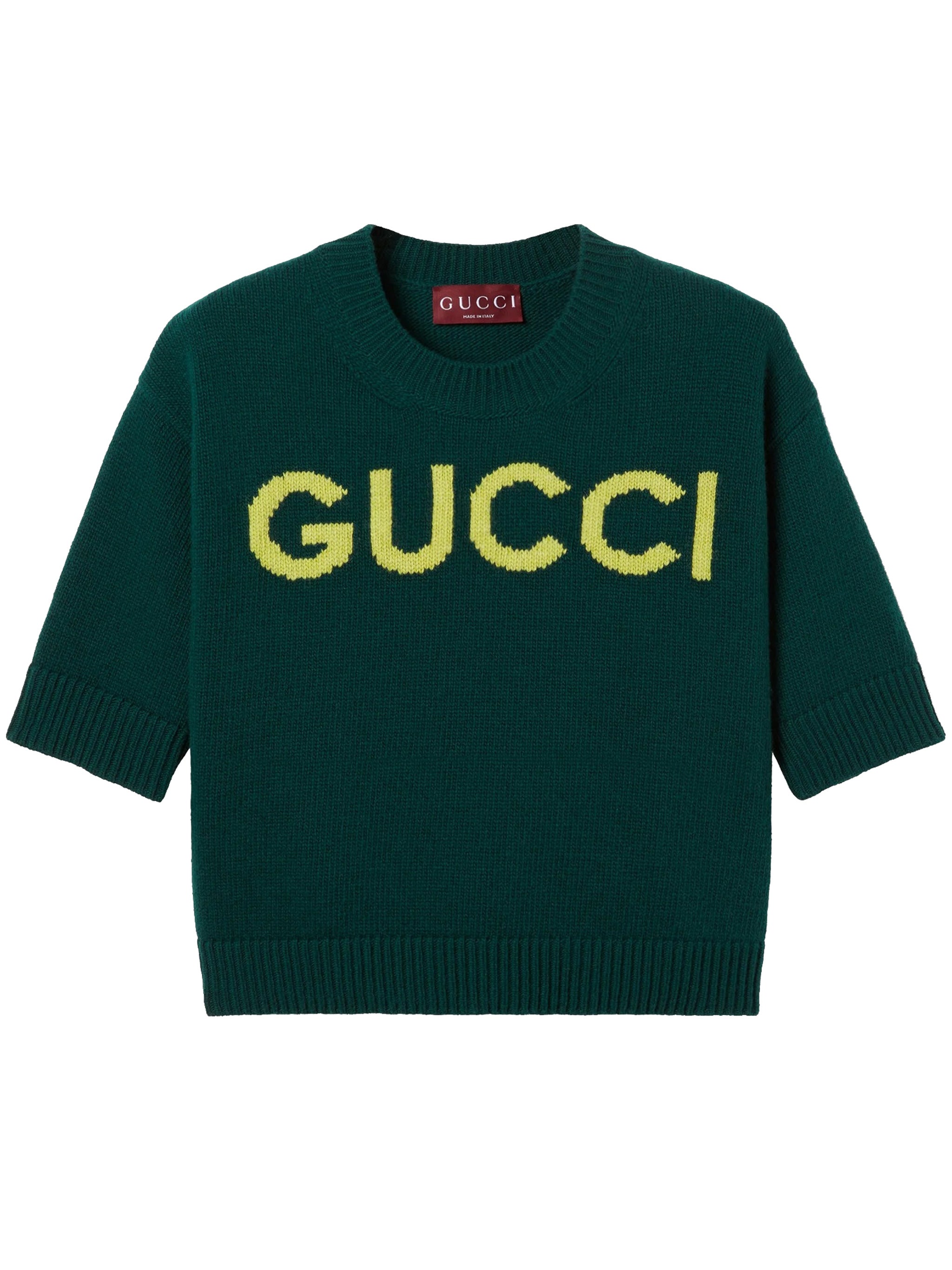 Green Cropped Logo Knit Top