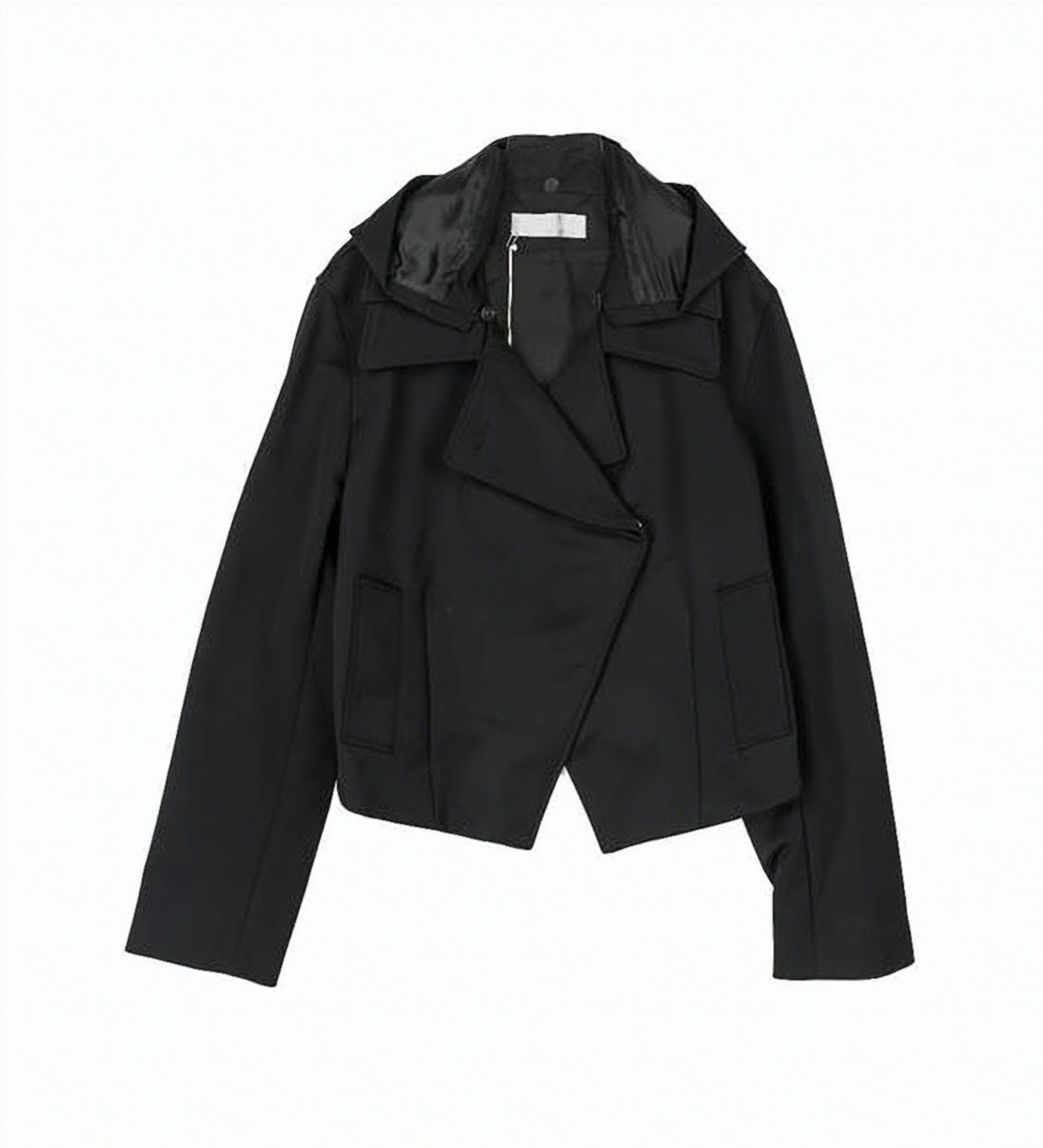 Cropped Double-Breasted Jacket with Asymmetrical Closure