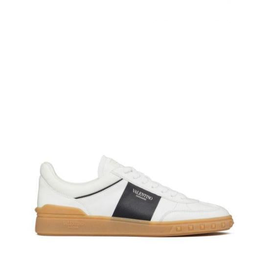 Smooth Leather Low-Top Sneakers with Vintage Contrast Panel