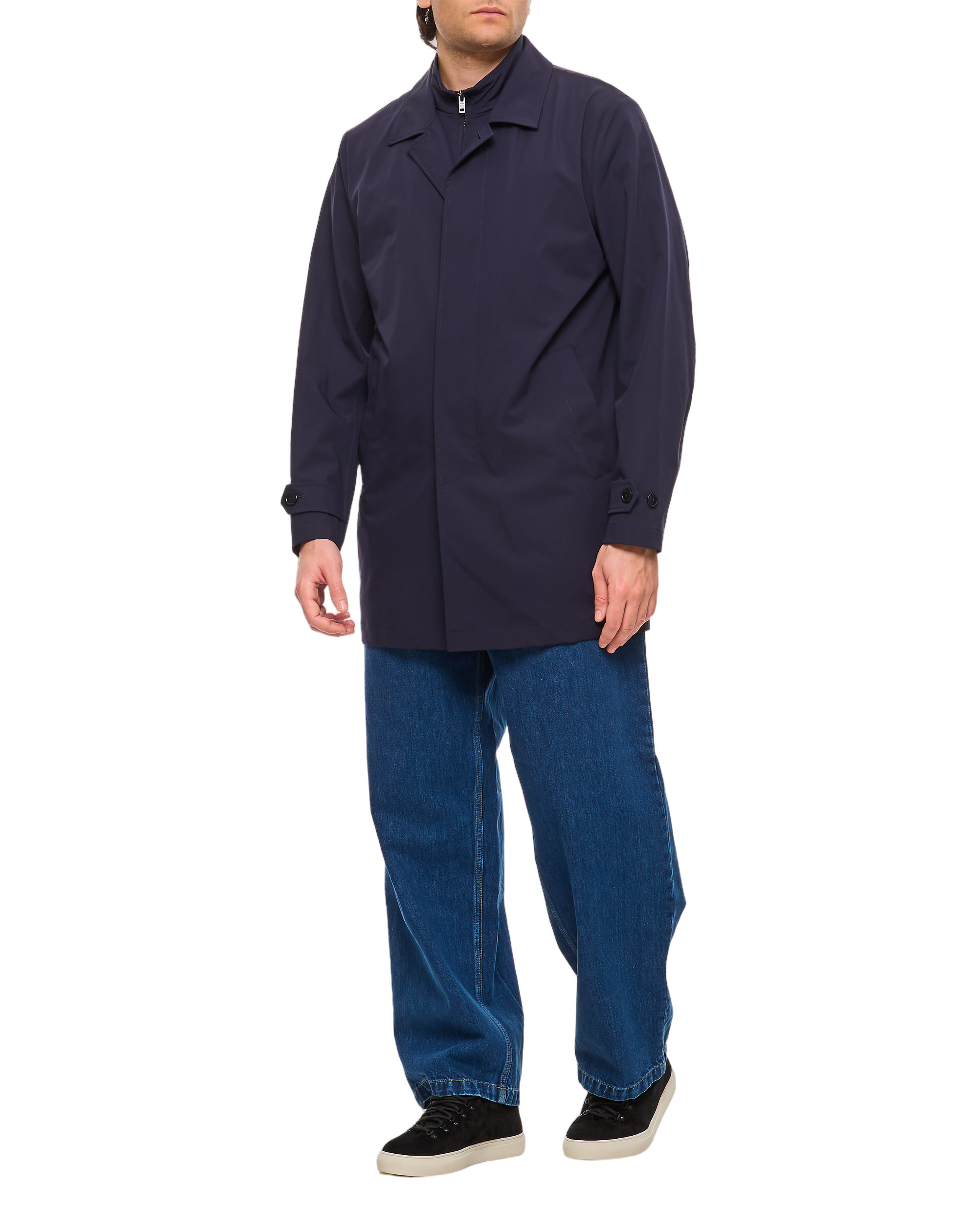 Long Tailored Coat With Double Collar