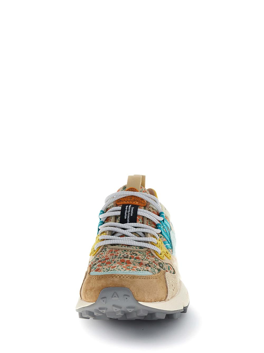 Multi-Textured Sneakers with Floral Panels and Chunky Sole