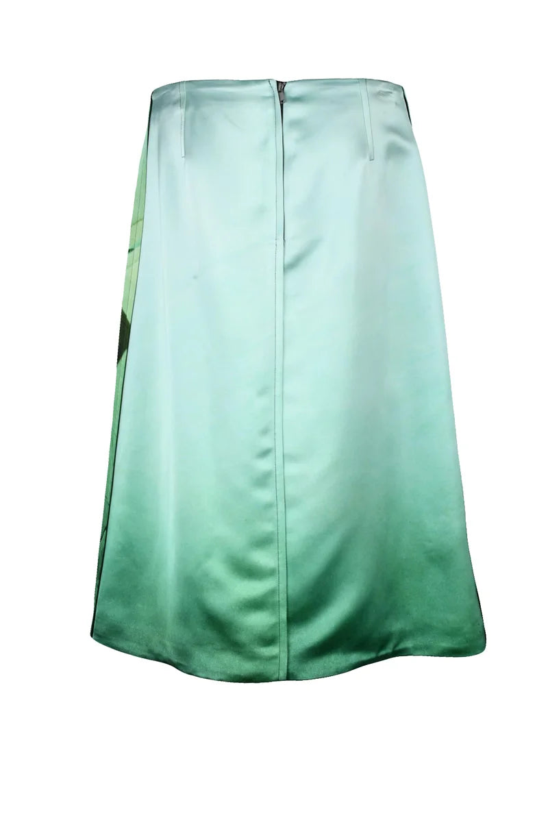 Satin Midi Skirt - Green