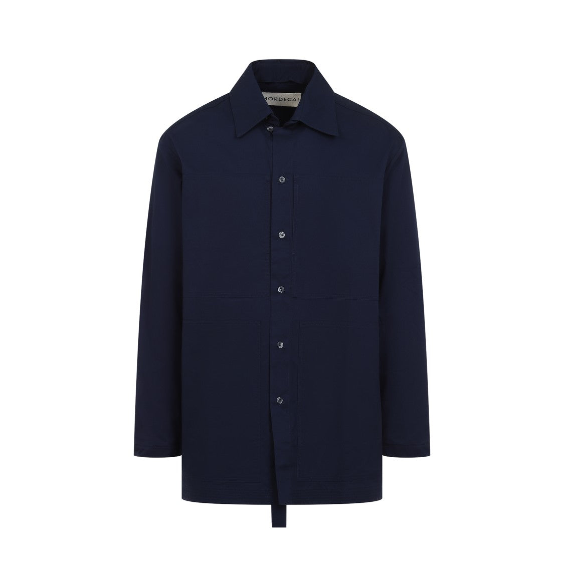 Blue Shirt With Classic Collar And Contrasting Back Stripes