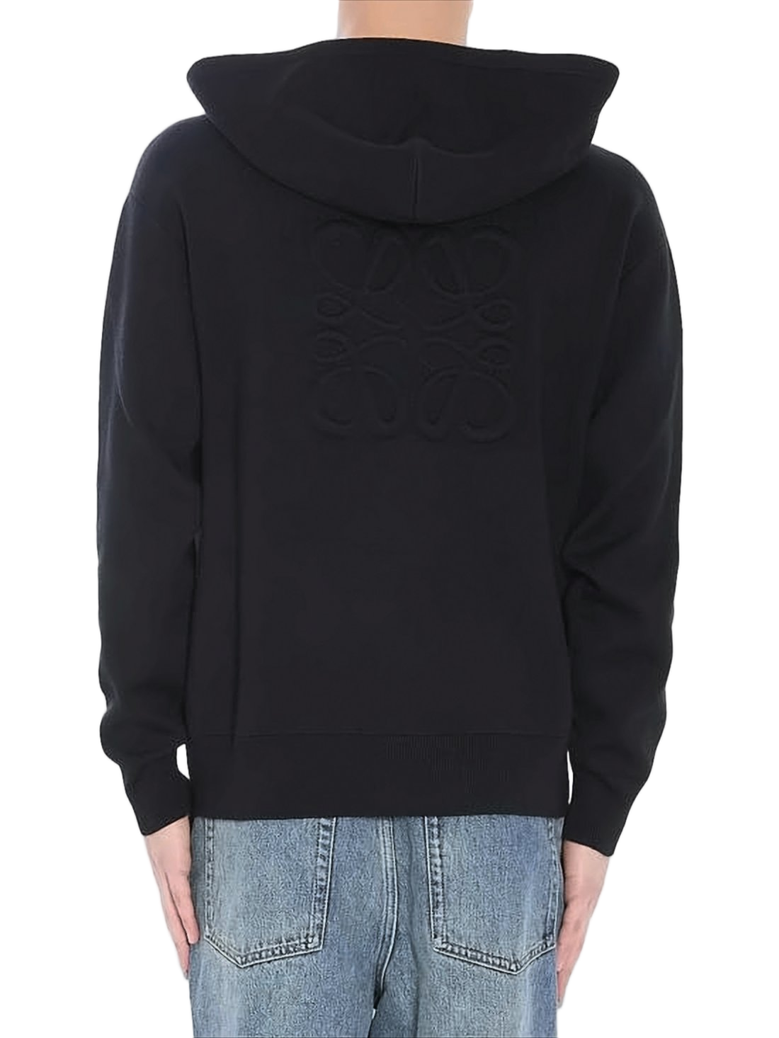 Black Wool Blend Zip-Up Hoodie