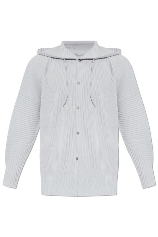 Hooded Top with Unique Pleated Texture