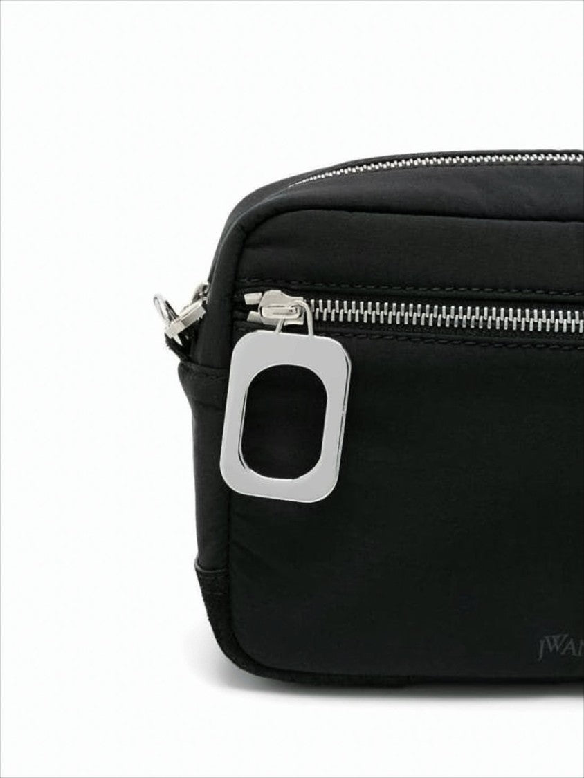 Rectangular Shoulder Bag with Suede Detailing