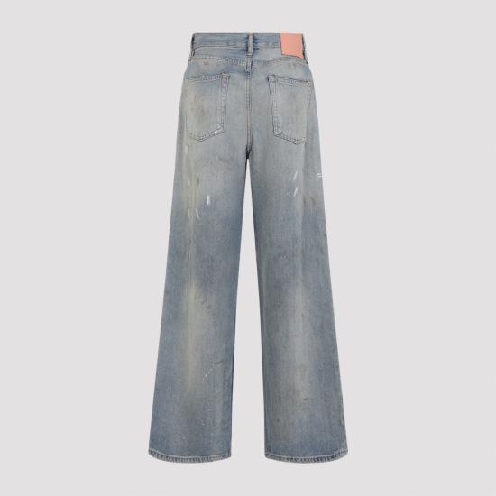 Wide-Leg Denim Pants with High Waist
