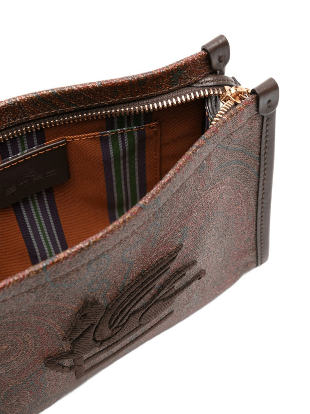 Rectangular Shoulder Bag With Paisley Jacquard Design