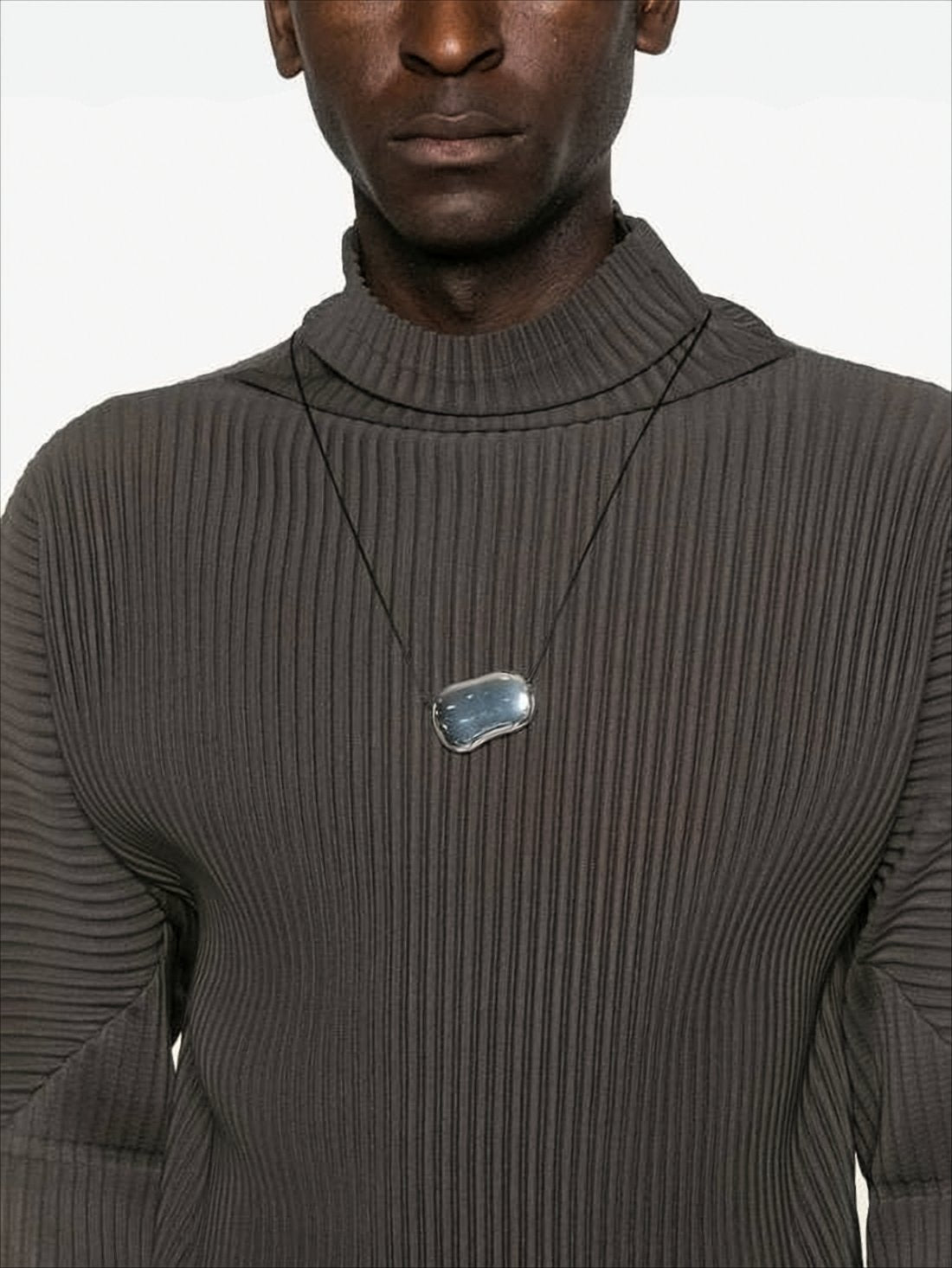 Pleated Turtleneck Top with Minimalist Design
