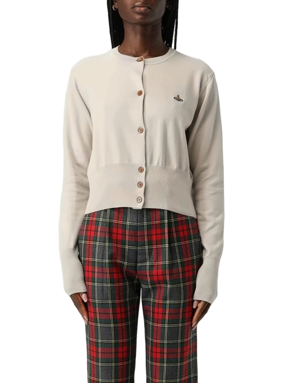 Cropped Knit Cardigan with Fitted Waistband