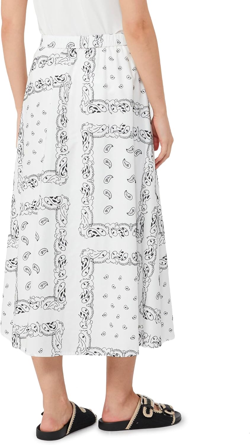 White Polyethylene Pleated Midi Skirt