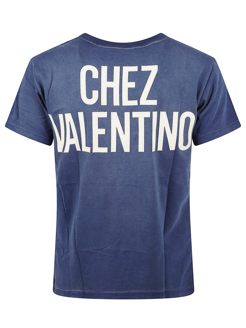 Vintage-Effect Blue Cotton T-Shirt
