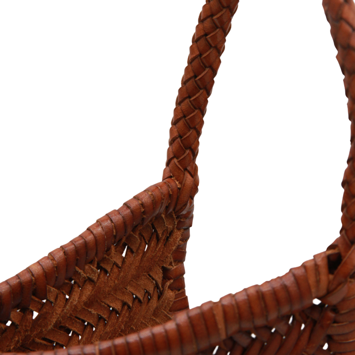 Woven Brown Handbag with Braided Handle Design