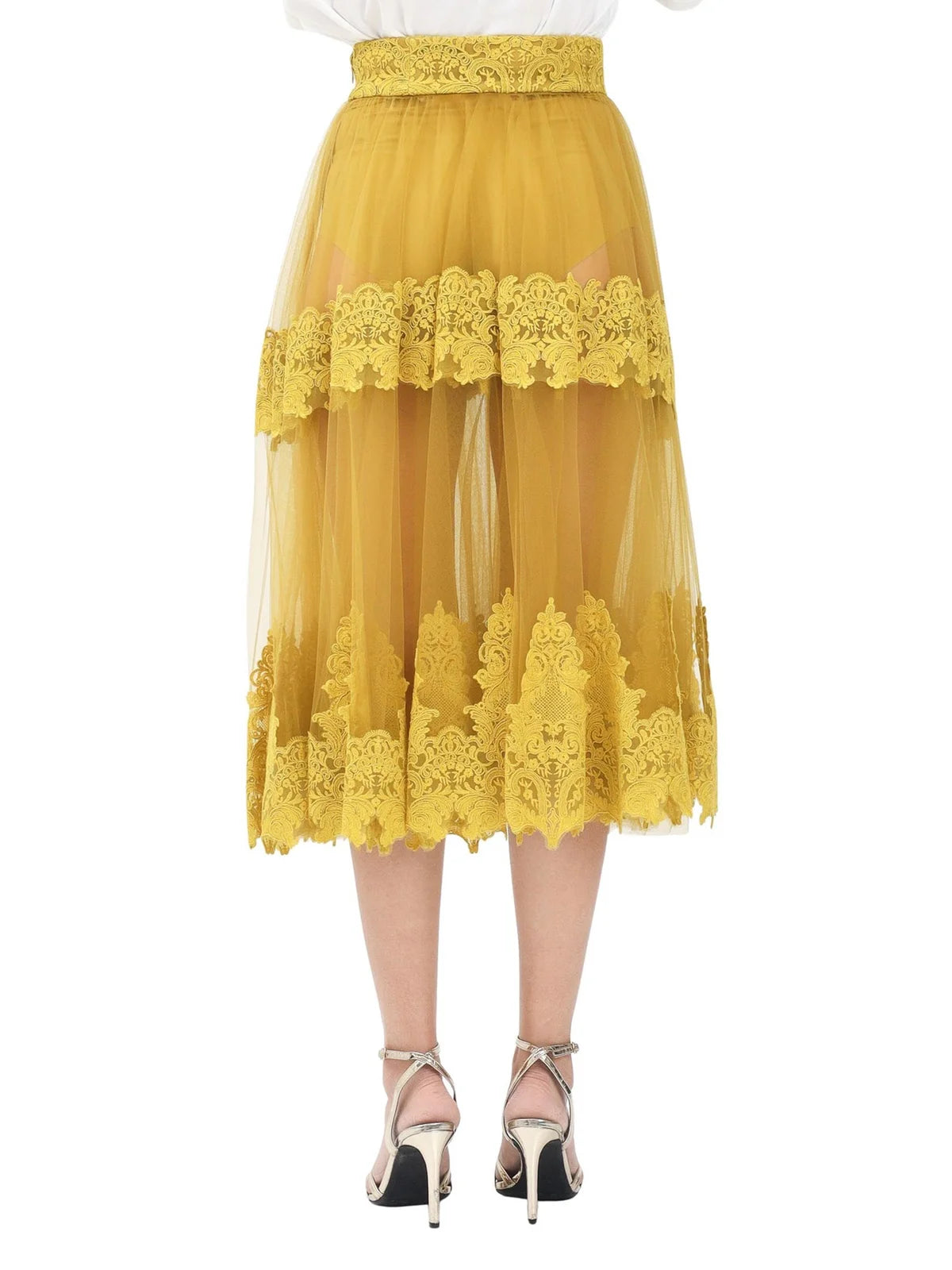 Curry Polyamide Elastane Embroidered Skirt