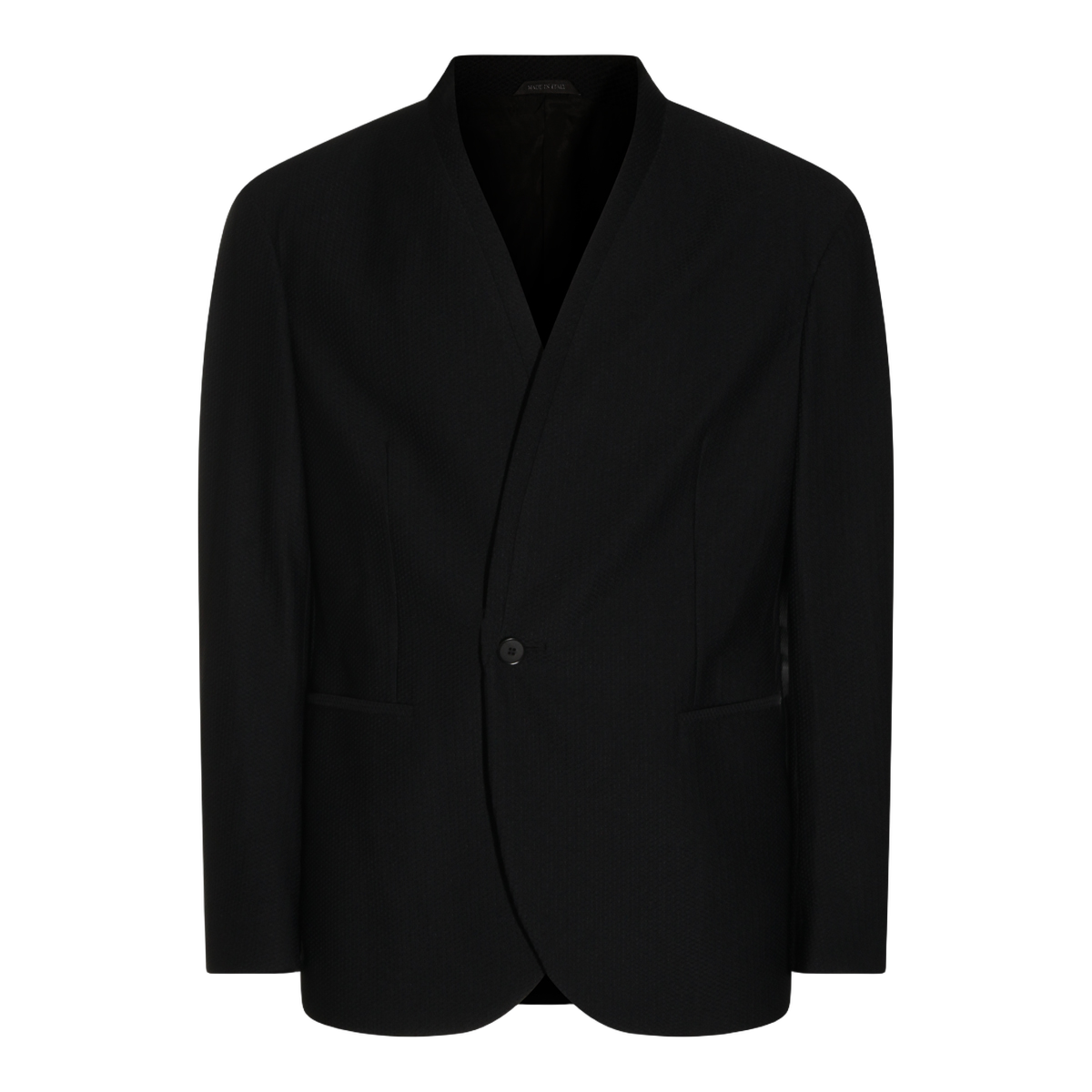 Black Blazer with Single-Button Closure and V-Neckline