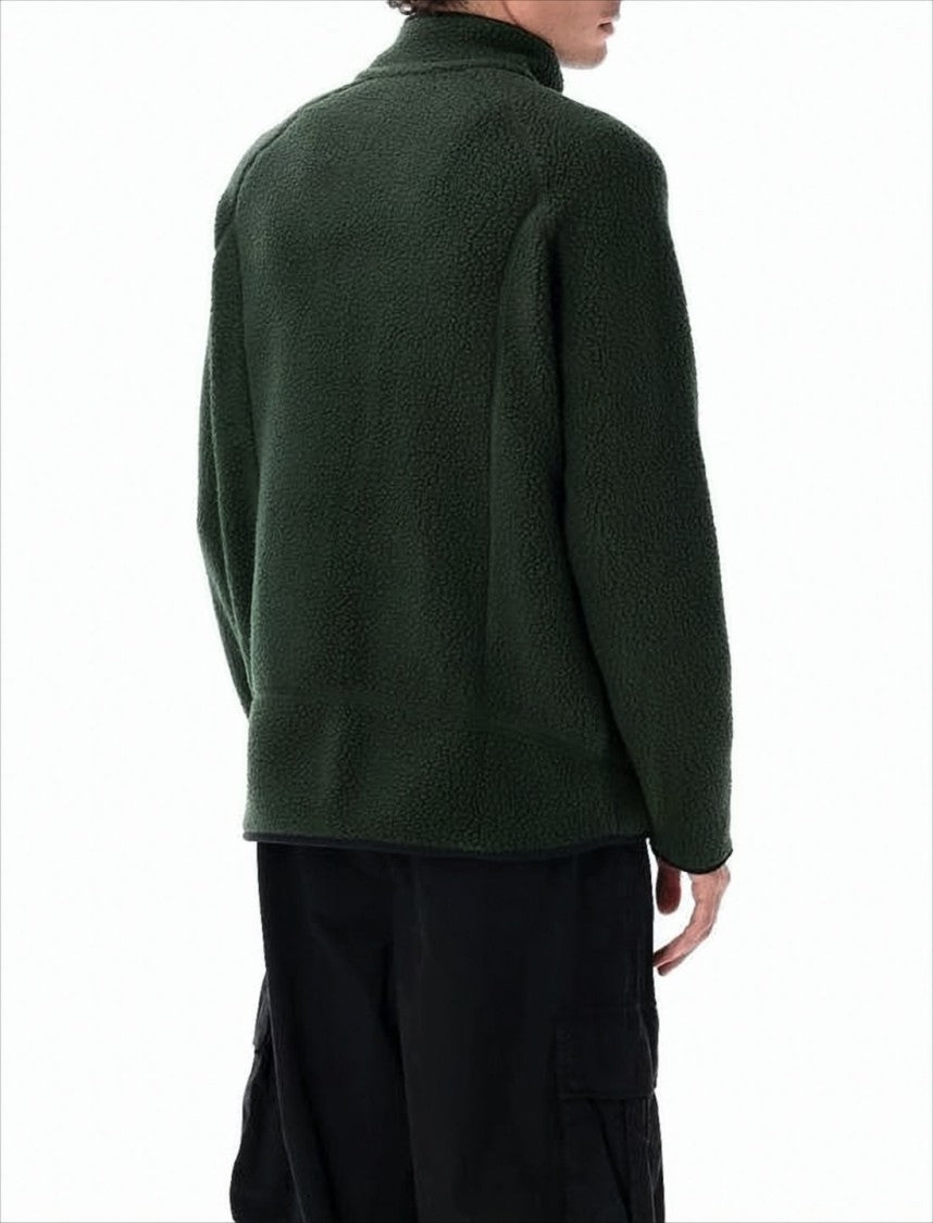 Textured Fleece Jacket With High Collar