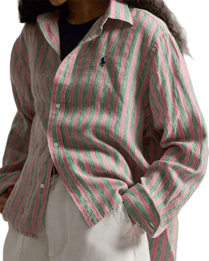 Breezy Boxy-Fit Linen Shirt with Striped Design