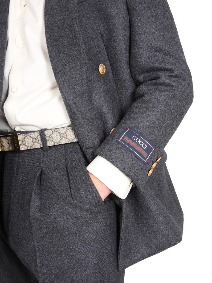 Double-Coat Jacket with Lance Lapels in Cashmere-Wool Blend