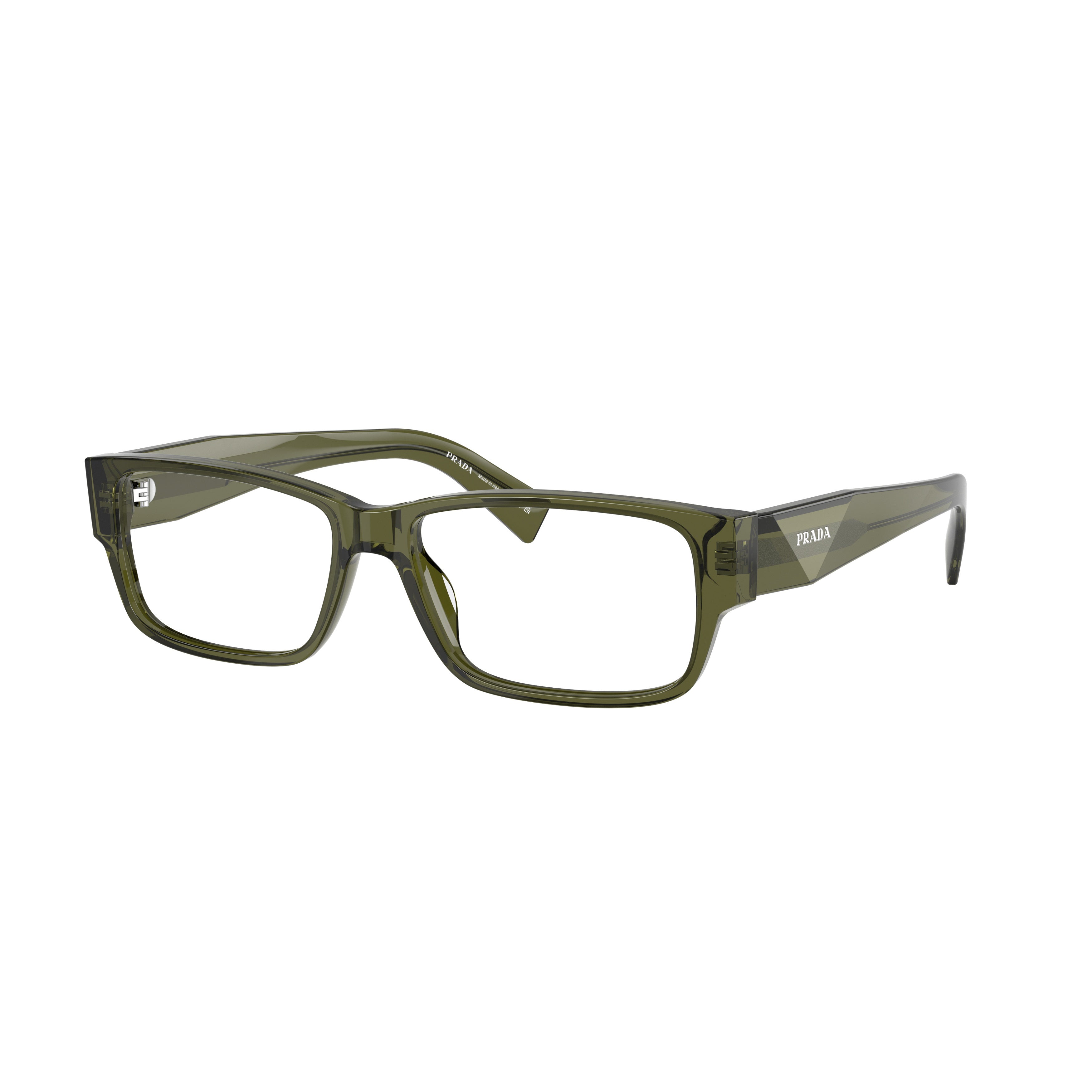 0pr B09v Translucent Olive Green Acetate Rectangular Eyeglasses