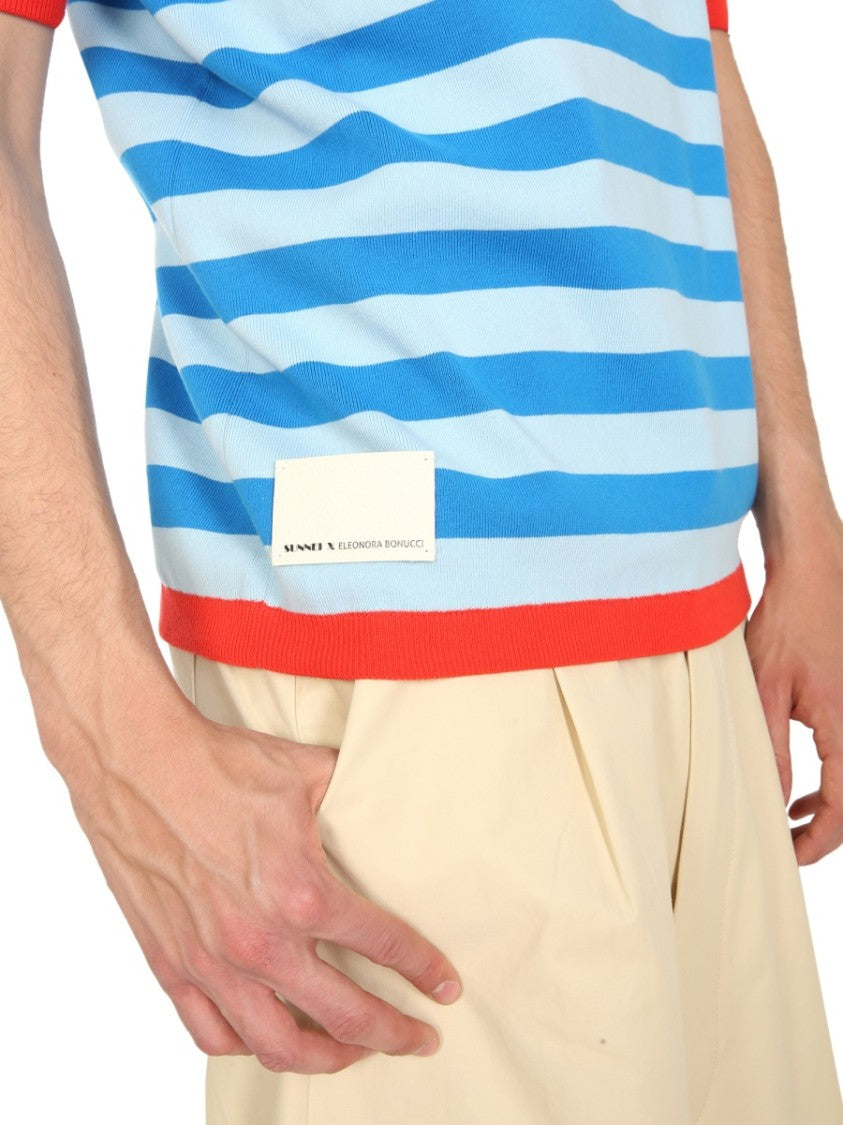 Horizontal Striped Knitted Polo