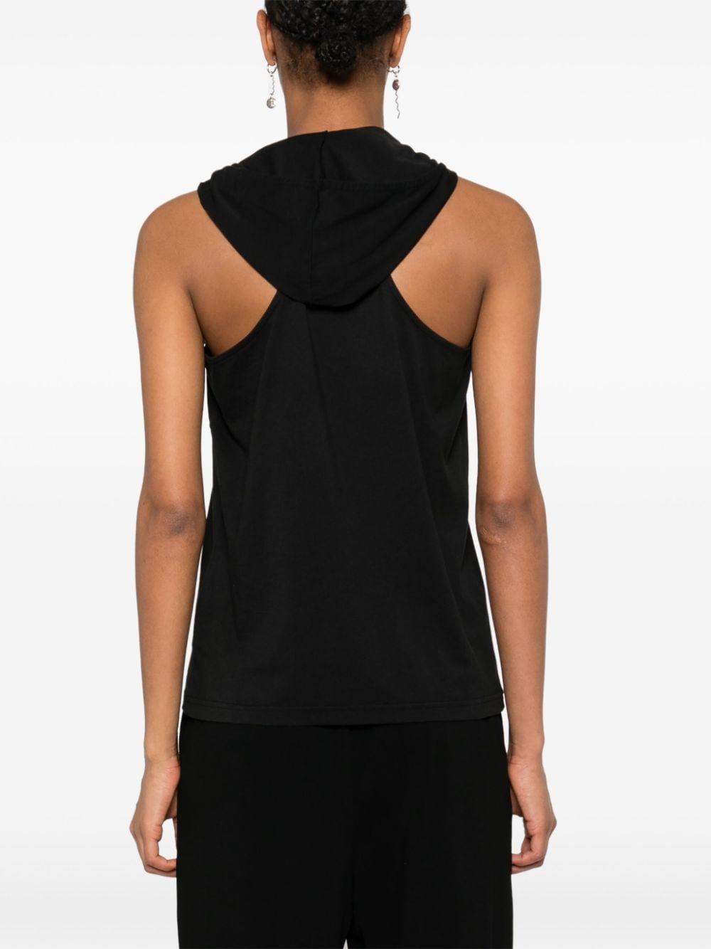 Hooded Sleeveless Black Top