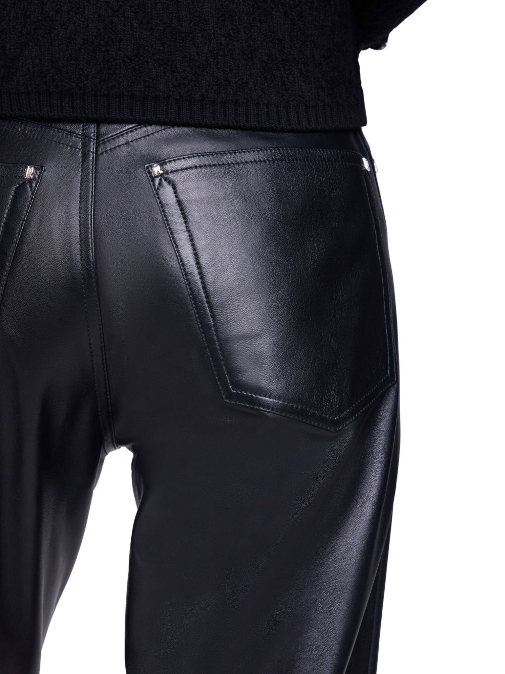 Flared Nappa Leather Trousers With High Waist