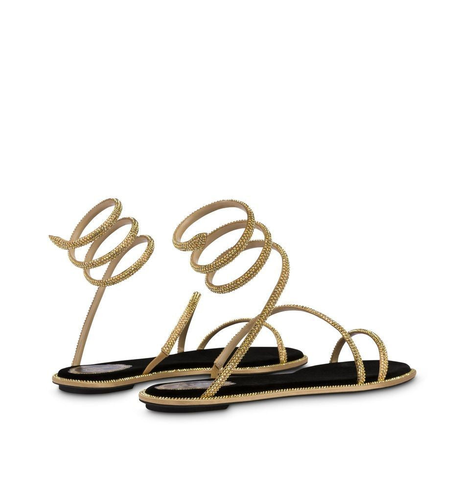 Cleo Black And Gold Flat Sanda