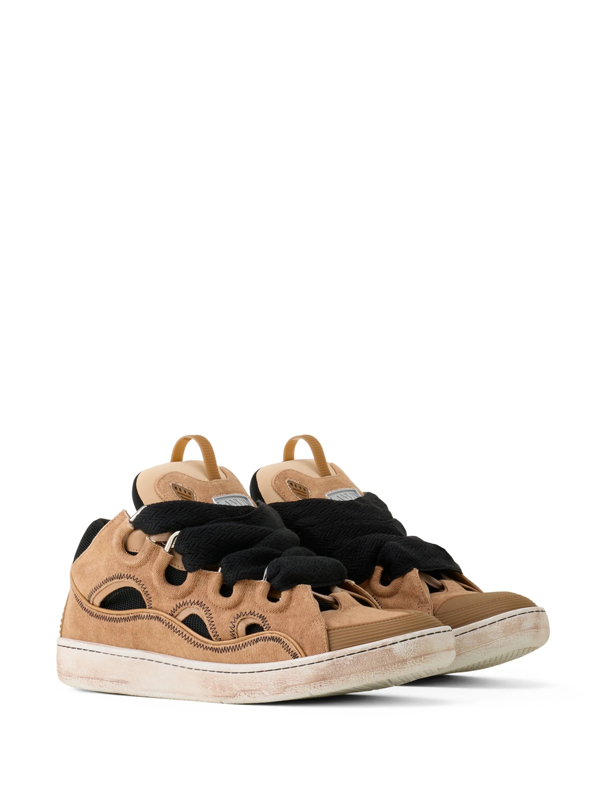 Brown Curb Sneakers Suede Mesh Sneakers