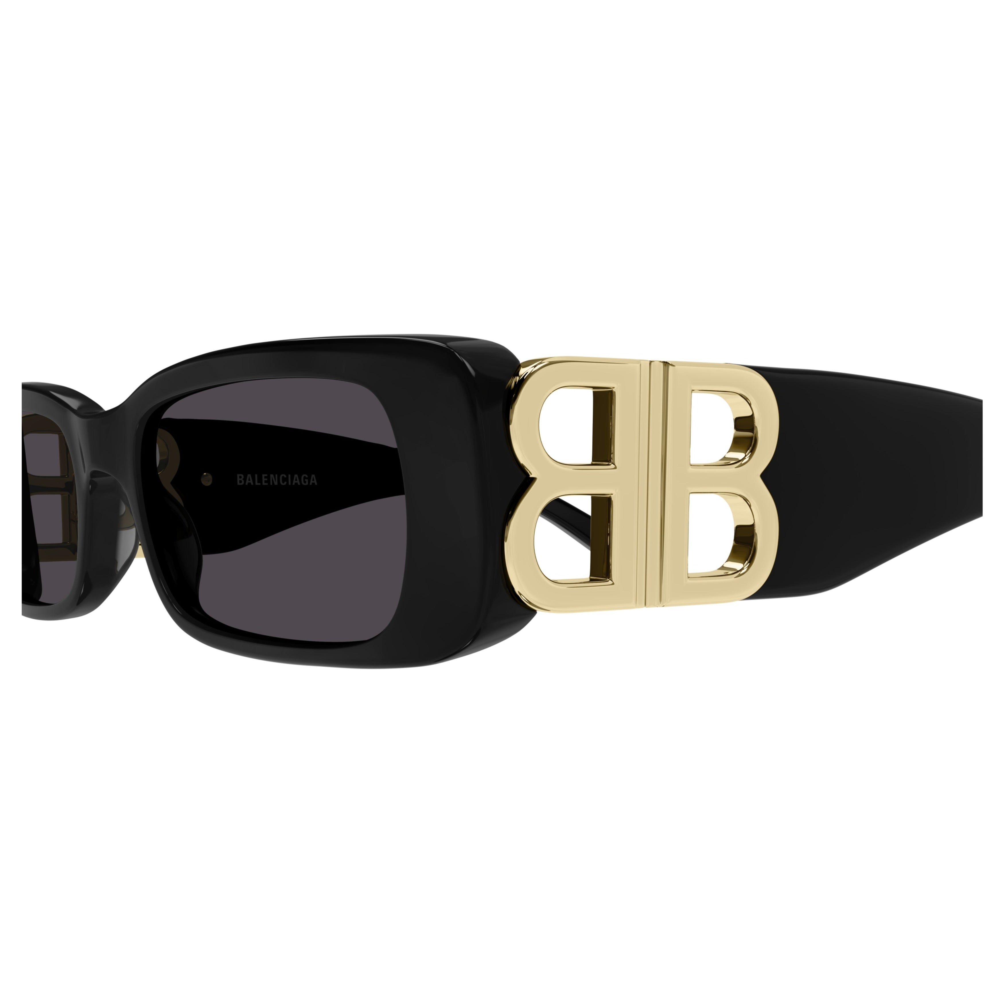Rectangular Black Sunglasses with Gold-Detail Temples