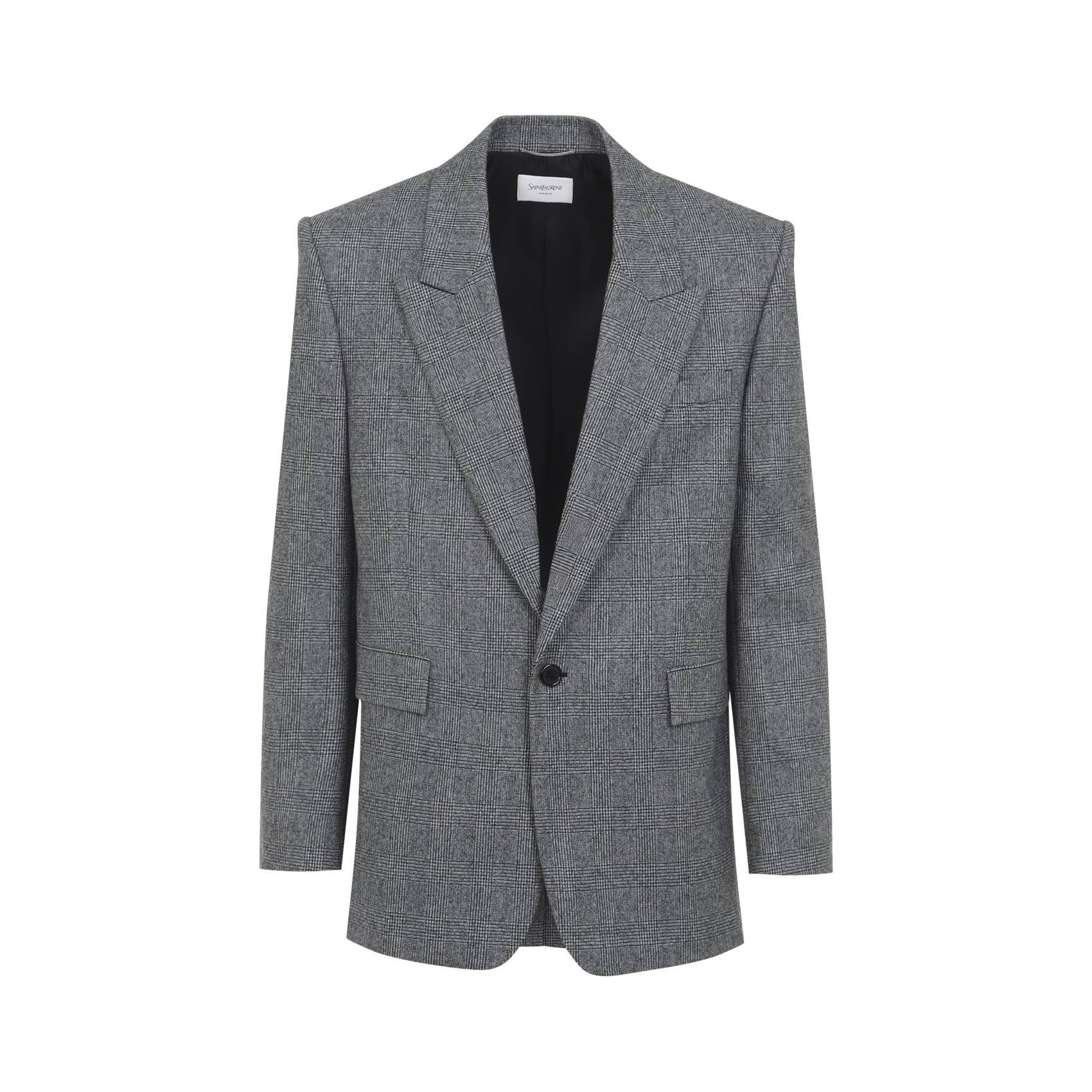 Tailored Grey Blazer With Classic Single-Button Closure