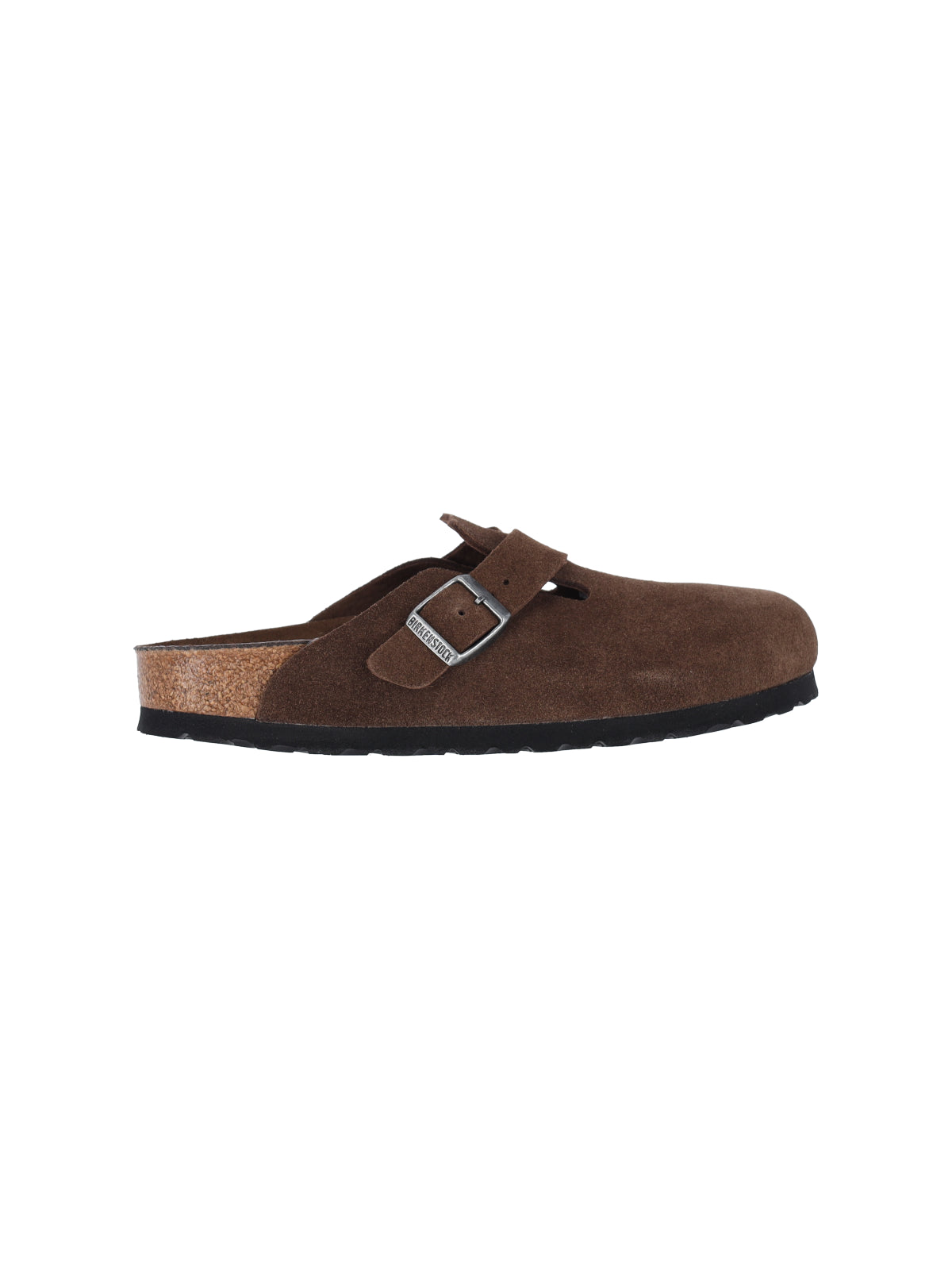 Slip-On Mules with Rounded Toe and Metal Buckle Detail