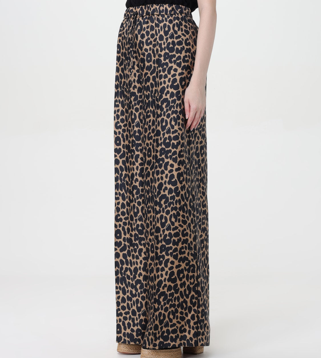 Wide-Leg Palazzo Pants with Bold Leopard Print